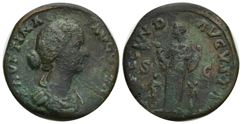 Faustina II (wife of M. Aurelius) Æ Sestertius. (29mm, 19.64 g) Rome, AD 161-175...