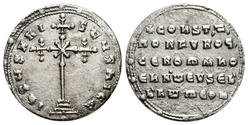 Constantine VII and Romanus I AR Miliaresion. (22mm, 2.64 g) Constantinople, AD ...