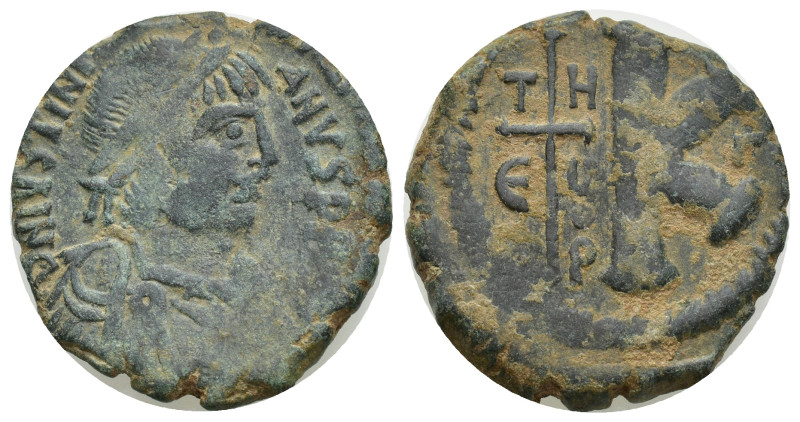 Justinian I. 527-565. Æ 1/2 follis (24mm, 8.12 g). Theoupolis (Antioch), 533-537...