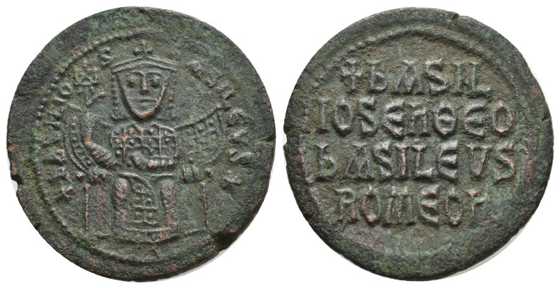 Basil I The Macedonian (867-886), AE Follis. Constantinople, (28mm, 8.79 g) Obv:...