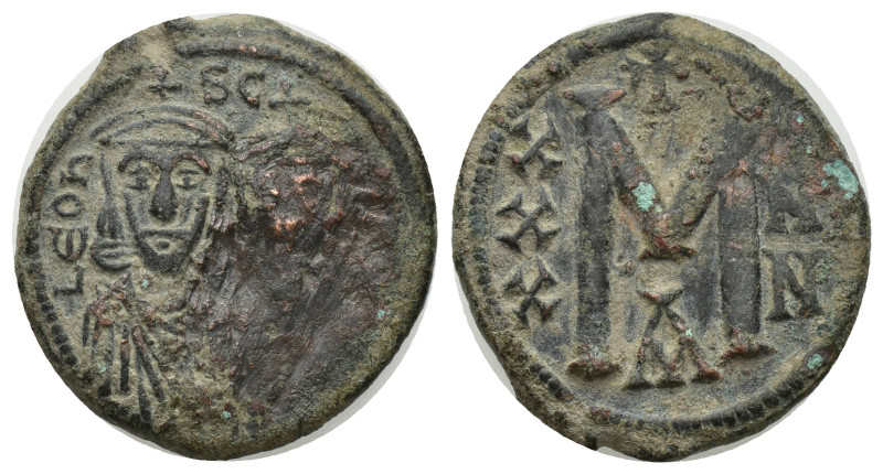 Leo V the Armenian, with Constantine, (813-820 AD) Constantinople AE Follis (22m...