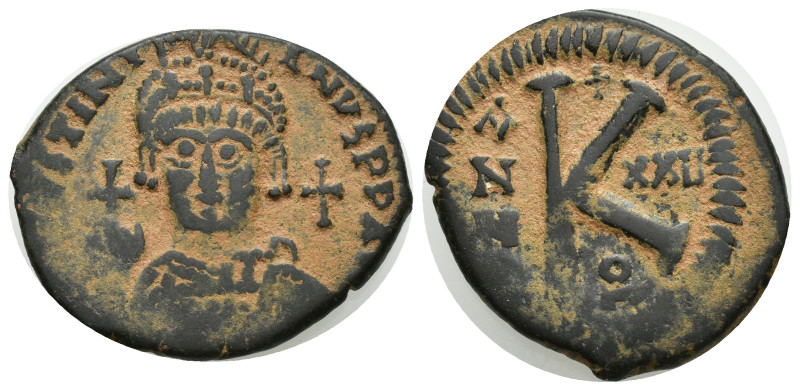 Justinian I. 527-565. AE half follis (24mm, 9.00 g). Antioch mint, dated RY 22 =...