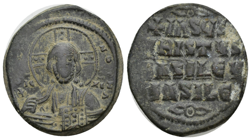 Anonymous Æ Follis. (26mm, 9.61 g) Constantinople, circa AD 976-1035. +ЄMMANOVHΛ...