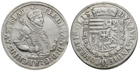 Austria, Holy Roman Empire. Ferdinand II AR Thaler. (40mm, 28.42 g) Hall mint, AD 1564-1595. FERDINAND:D:G:ARCHID:AUSTRIÆ, crowned and armoured bust t...