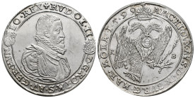 AUSTRIA, Holy Roman Empire. Rudolf II. Emperor, 1576-1612. AR Taler (43mm, 28.17 g) + RVDOL · II · D · G · RO · IM · S · AV · GER · HVN · BOE · REX / ...