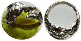 Silver ring with ram skull and serpent?. 20mm, 6.20 gr.