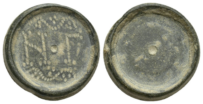 Three Nomismata Coin Weight. Circa 5th-7th Century AD. N° Γ with punctate above ...