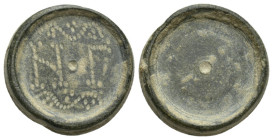 Three Nomismata Coin Weight. Circa 5th-7th Century AD. N° Γ with punctate above and below / Blank. 20mm, 13.5 gr.