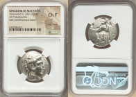 MACEDONIAN KINGDOM. Alexander III the Great (336-323 BC). AR tetradrachm (62mm, 5h). NGC Choice Fine, edge marks. Uncertain mint in Phoenicia or Syria...