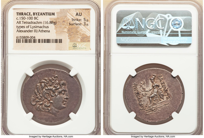 THRACE. Byzantium. Ca. 150-100 BC. AR tetradrachm (34mm, 16.88 gm, 11h). NGC AU ...