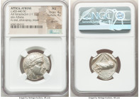 ATTICA. Athens. Ca. 455-440 BC. AR tetradrachm (24mm, 17.12 gm, 2h). NGC AU 4/5 - 4/5, die shift. Early transitional issue. Head of Athena right, wear...