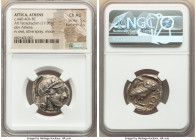 ATTICA. Athens. Ca. 440-404 BC. AR tetradrachm (25mm, 17.06 gm, 1h). NGC Choice AU 5/5 - 2/5. Mid-mass coinage issue. Head of Athena right, wearing ea...
