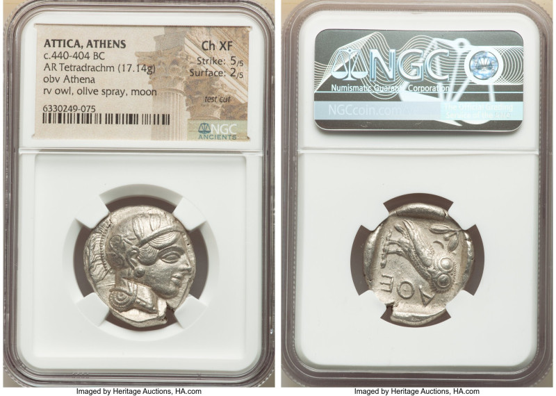 ATTICA. Athens. Ca. 440-404 BC. AR tetradrachm (26mm, 17.14 gm, 3h). NGC Choice ...