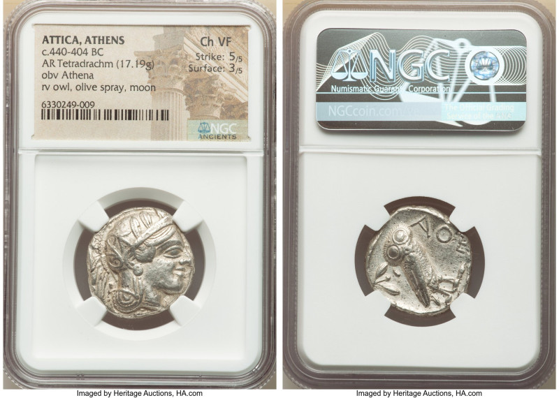 ATTICA. Athens. Ca. 440-404 BC. AR tetradrachm (25mm, 17.19 gm, 10h). NGC Choice...