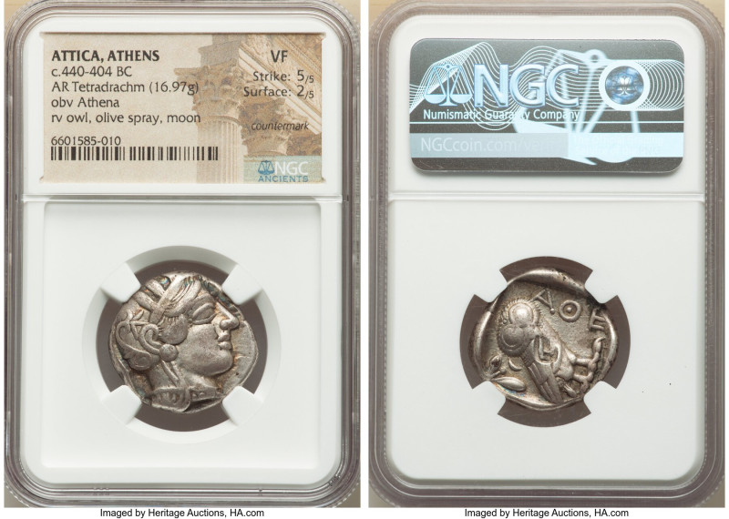 ATTICA. Athens. Ca. 440-404 BC. AR tetradrachm (24mm, 16.97 gm, 10h). NGC VF 5/5...