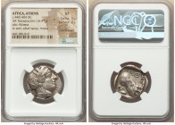 ATTICA. Athens. Ca. 440-404 BC. AR tetradrachm (24mm, 16.97 gm, 10h). NGC VF 5/5 - 2/5, countermark. Mid-mass coinage issue. Head of Athena right, wea...