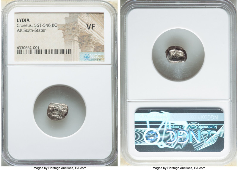 LYDIAN KINGDOM. Croesus (ca. 561-546 BC). AR sixth-stater or hecte (11mm). NGC V...