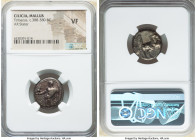 CILICIA. Mallus. Tiribazus (ca. 388-380 BC). AR stater (20mm, 8h). NGC VF. MAΛ (Greek) / TRYBZW (Aramaic), Ba'al, nude to waist, standing left, eagle ...
