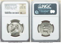 PARTHIAN KINGDOM. Mithradates II (121-91 BC). AR tetradrachm (29mm, 15.95 gm, 12h). NGC AU 4/5 - 4/5. Seleucia on Tigris, ca. 120/19-109 BC. Diademed,...