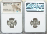 PARTHIAN KINGDOM. Phraates IV (ca. 38-2 BC). AR drachm (20mm, 12h). NGC XF, edge filing. Ecbatana. Diademed, draped bust of Phraates IV left, royal wa...