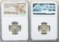 PARTHIAN KINGDOM. Vologases VI (AD 207-222). AR drachm (20mm 12h). NGC AU. Ecbatana. Diademed bust of Vologases VI left, wearing pointed beard and dom...