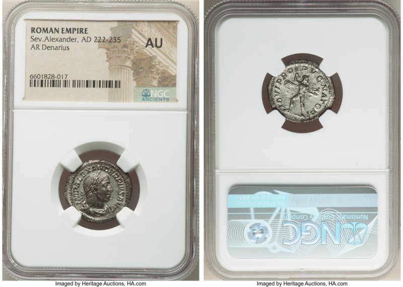 Severus Alexander (AD 222-235). AR denarius (21mm, 7h). NGC AU. Rome, ca. AD 231...