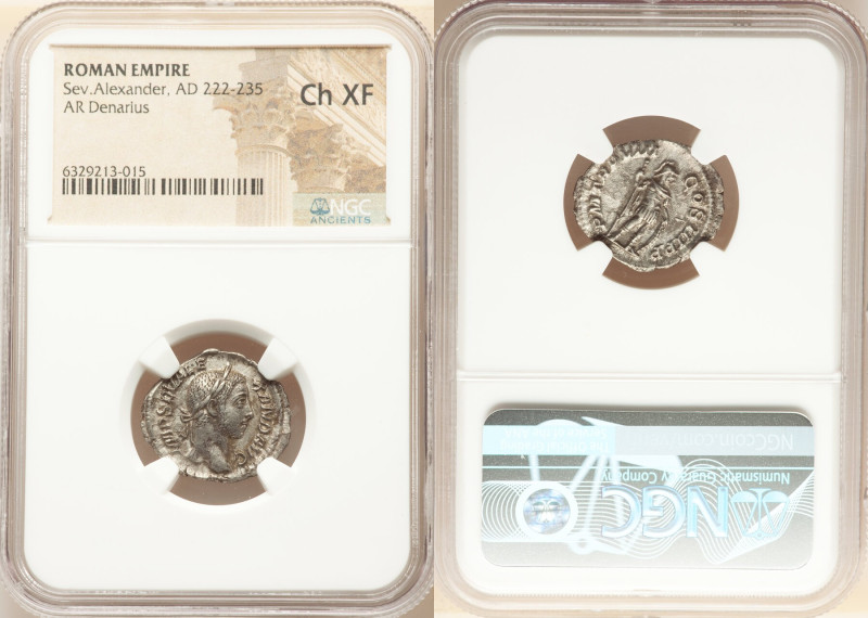 Severus Alexander (AD 222-235). AR denarius (20mm, 7h). NGC Choice XF. Rome, AD ...