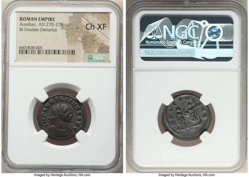 Aurelian (AD 270-275). BI antoninianus (24mm, 11h). NGC Choice XF. Milan, AD 272...