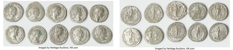 ANCIENT LOTS. Roman Imperial. Lot of ten (10) AR denarii. VG-Fine. Includes: Ten...