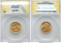 Victoria gold Sovereign 1894-S AU55 ANACS, Sydney mint, KM13, Marsh-163. 

HID09801242017

© 2022 Heritage Auctions | All Rights Reserved