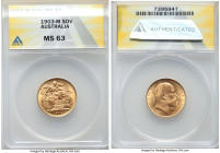 Edward VII gold Sovereign 1903-M MS63 ANACS, Melbourne mint, KM15, S-3971. AGW 0.2355 oz. 

HID09801242017

© 2022 Heritage Auctions | All Rights Rese...