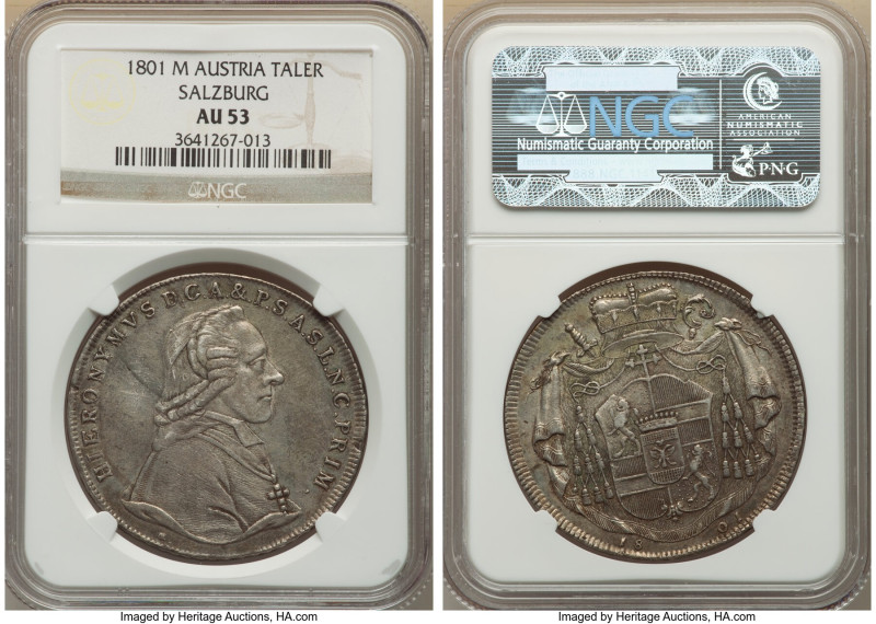 Salzburg. Hieronymus Taler 1801-M AU53 NGC, Salzburg mint, KM465, Dav-1265. 

HI...