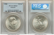 Franz Joseph I 5 Corona 1908 MS63 PCGS, KM2809. 

HID09801242017

© 2022 Heritage Auctions | All Rights Reserved