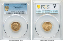 Franz Joseph I gold 10 Corona 1905 AU55 PCGS, Vienna mint, KM2805, Fr-506. 

HID09801242017

© 2022 Heritage Auctions | All Rights Reserved