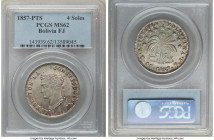 Republic 4 Soles 1857 PTS-FJ MS62 PCGS, Potosi mint, KM123.2. 

HID09801242017

© 2022 Heritage Auctions | All Rights Reserved