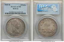 Republic 8 Soles 1845 PTS-R AU58 PCGS, Potosi mint, KM103. Glistening champagne patina. 

HID09801242017

© 2022 Heritage Auctions | All Rights Reserv...