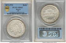 Republic Boliviano 1871 PTS-FP MS63 PCGS, Potosi mint, KM155.3. 

HID09801242017

© 2022 Heritage Auctions | All Rights Reserved