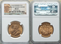George V gold 10 Dollars 1914 MS63 NGC, Ottawa mint, KM27, Fr-3. Bank of Canada Hoard. 

HID09801242017

© 2022 Heritage Auctions | All Rights Reserve...