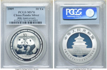 People's Republic 5-Piece Lot of Certified silver "30th Anniversary" Panda 10 Yuan 2009 MS70 PCGS, KM1891, PAN-512A. Issued as a 30th Anniversary mode...