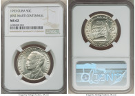 Republic "Jose Marti Centennial" 50 Centavos 1953 MS62 NGC, Philadelphia mint, KM28. 

HID09801242017

© 2022 Heritage Auctions | All Rights Reserved