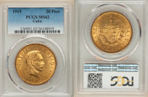 Republic gold 20 Pesos 1915 MS62 PCGS, Philadelphia mint, KM21, Fr-1. One year type. 

HID09801242017

© 2022 Heritage Auctions | All Rights Reserved