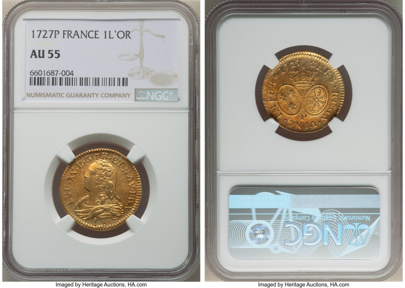 Louis XV gold Louis d'Or 1727-P AU55 NGC, Dijon mint, KM489.16, Fr-461. 

HID098...