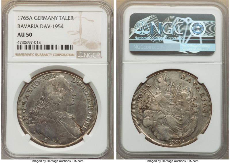 Bavaria. Maximilian III, Josef Taler 1765-A AU50 NGC, Amberg mint, KM519.2, Dav-...