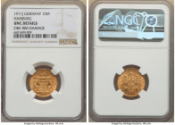 Hamburg. Free City gold 10 Mark 1911-J UNC Details (Obverse Rim Damage) NGC, Hamburg mint, KM608, J-211. 

HID09801242017

© 2022 Heritage Auctions | ...