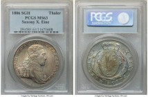 Saxony. Friedrich August III Taler 1806-SGH MS63 PCGS, Dresden mint, KM1027.2. Dav-2701. Olive, gold and teal toning. 

HID09801242017

© 2022 Heritag...