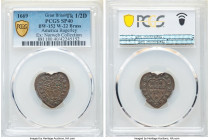 Northamptonshire. Thingden brass Specimen Farthing Token 1669 SP40 PCGS, BW-152, W-22. A heart-shaped Farthing Token from Thingden - now called Finedo...