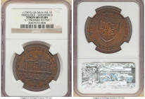 Middlesex. Skidmore's copper Penny Token ND (1790's) MS65 Brown NGC, Edge: I PROMISE TO PAY. THE SEAT OF DAVID GARRICK ESQR AT HAMPTON building JACOBS...