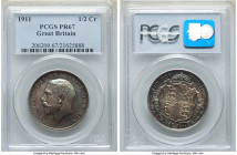 George V Proof 1/2 Crown 1911 PR67 PCGS, KM818.1, S-4011. Gunmetal toning. 

HID09801242017

© 2022 Heritage Auctions | All Rights Reserved