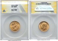 George V gold Sovereign 1911 AU58 ANACS, KM820, S-3996. First year of type. 

HID09801242017

© 2022 Heritage Auctions | All Rights Reserved