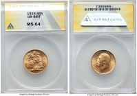 George V gold Sovereign 1925 MS64 ANACS, KM820. AGW 0.2355 oz. 

HID09801242017

© 2022 Heritage Auctions | All Rights Reserved